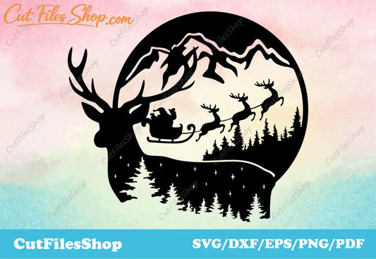 Christmas svg files, christmas decor, christmas dxf, reindeer svg, cutting files for cricut, christmas vector images, santa claus dxf files, holy night dxf for cnc machines, dxf images, dxf for cnc