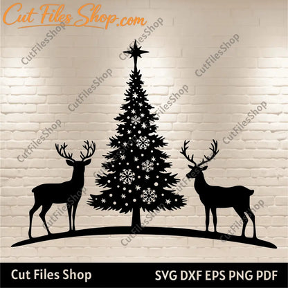 Christmas Tree and Reindeer SVG, Vector Cut Files for Cricut & Glowforge, DXF for CNC, Sublimation PDF, Premium DXF