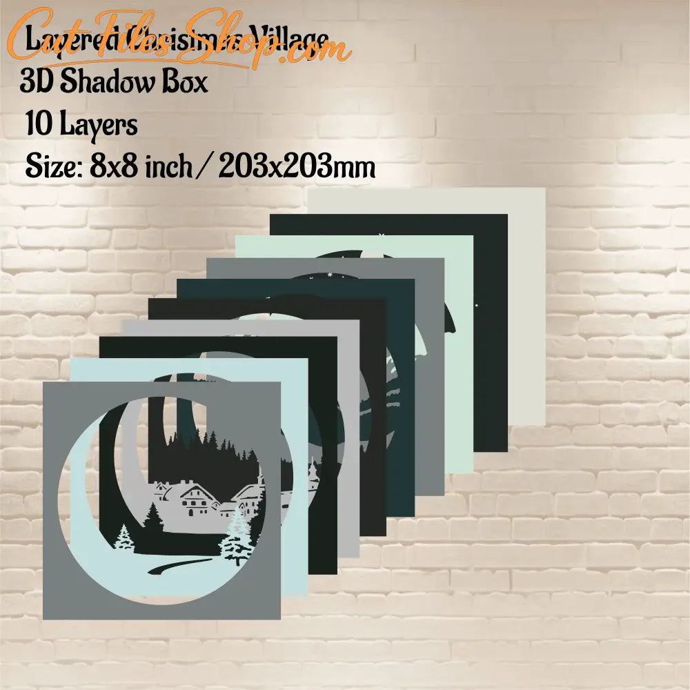 3d Christmas village multilayer svg fir Cricut, Silhouette Studio, Dxf for Laser cutting Plywood, Christmas Gift DIY