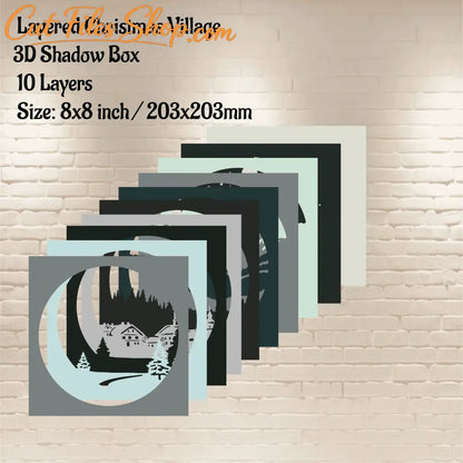 3d Christmas village multilayer svg fir Cricut, Silhouette Studio, Dxf for Laser cutting Plywood, Christmas Gift DIY