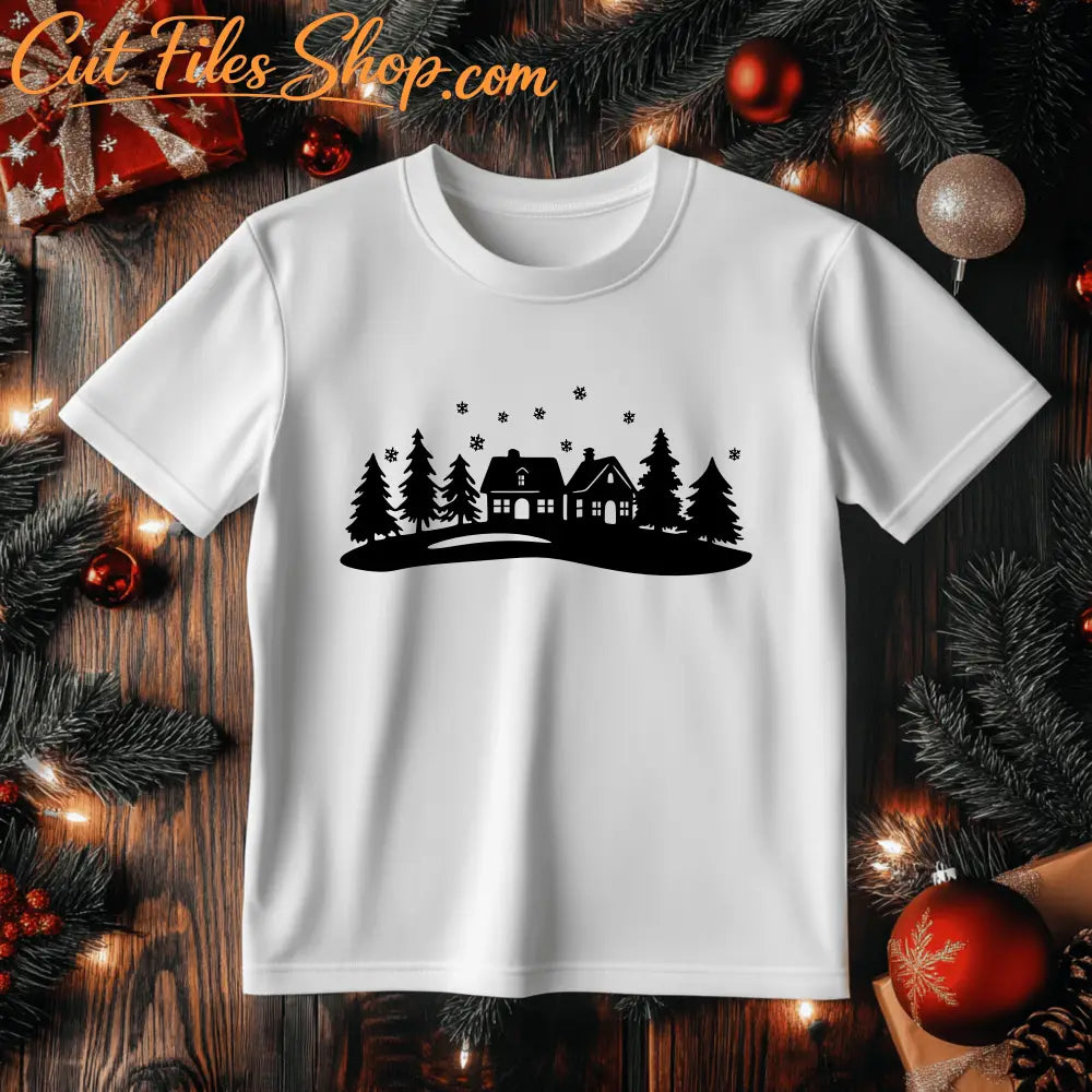 Winter Scene SVG for Cricut & Silhouette Christmas Crafts, T-shirt design