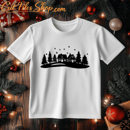 Winter Scene SVG for Cricut & Silhouette Christmas Crafts, T-shirt design