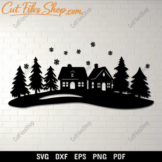 Preview of Christmas Village SVG for Cricut Projects & DIY Winter Decor