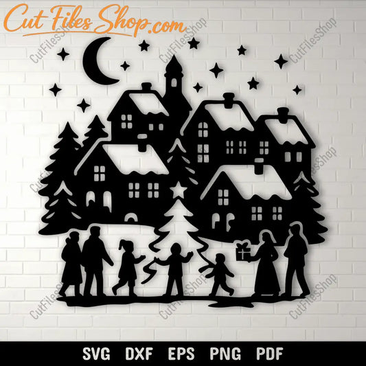 Christmas village SVG cutting file for Cricut and Silhouette