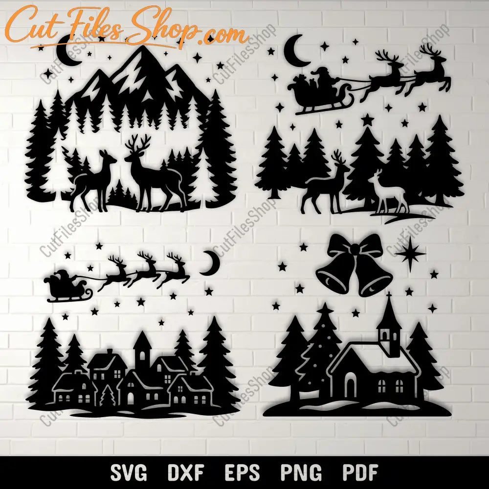 Christmas winter scene SVG bundle