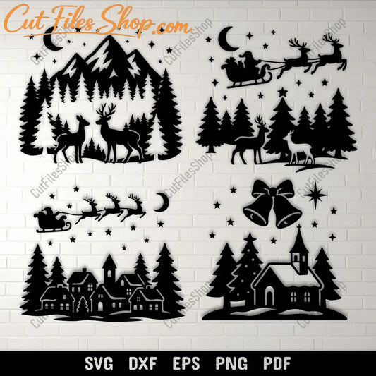Christmas winter scene SVG bundle
