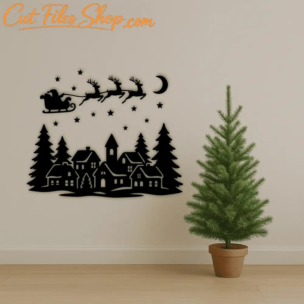 Winter forest with deer SVG