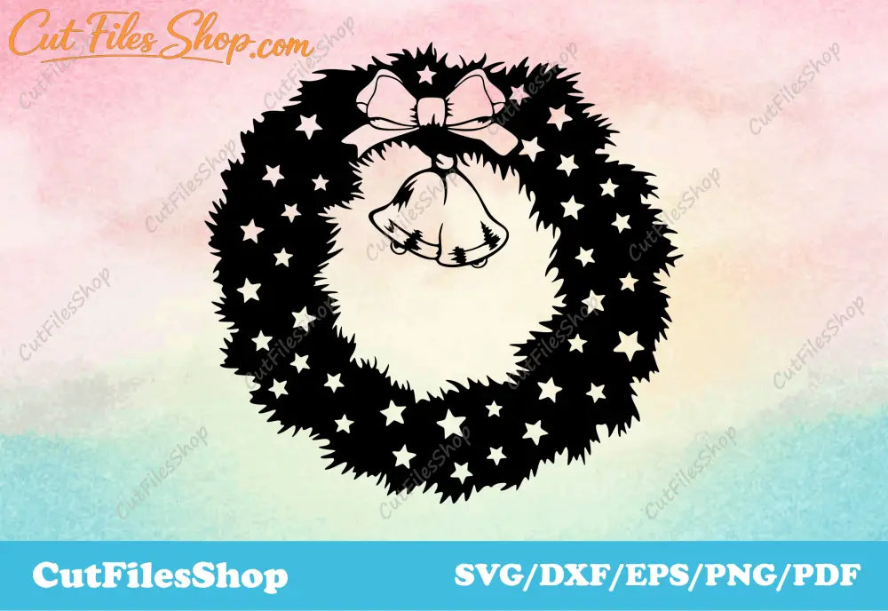 Christmas wreath dxf file, Christmas decor for laser cut, svg file for silhouette cameo, Christmas wreath svg, Christmas wreath png, Christmas wreath for cricut, decor for laser cut dxf