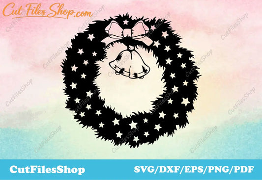 Christmas wreath dxf file, Christmas decor for laser cut, svg file for silhouette cameo, Christmas wreath svg, Christmas wreath png, Christmas wreath for cricut, decor for laser cut dxf