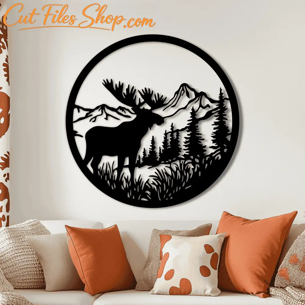 Circle Decorative DXF, Windmill Scene SVG, Moose SVG, and Sublimation Art