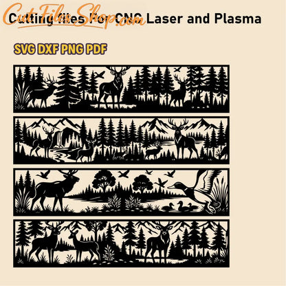 Outdoor cabin style wildlife silhouettes for laser cut wall art