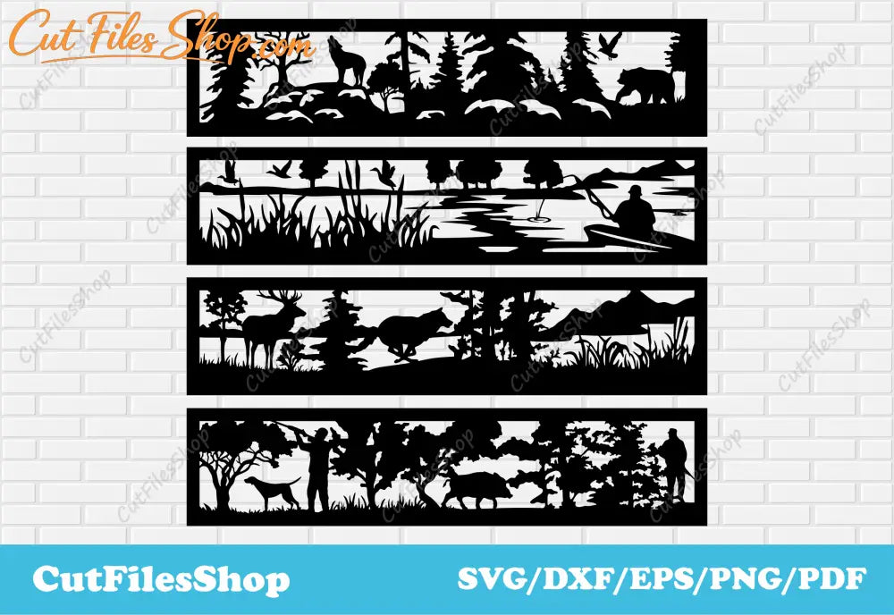 Panels dxf for plasma cutting, dxf screen for laser cut, railing dxf cut files, animals panels dxf, hunting panels dxf, fishing panels dxf, cnc designs, deer screen dxf for laser, bear panel cnc for plasma, wolf panels dxf, railing animals dxf, wildlife panels dxf