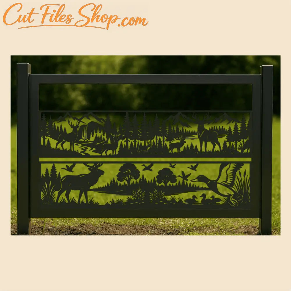Detailed mountain wildlife panel designs in SVG DXF PNG PDF formats