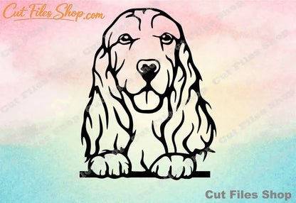 Cocker Spaniel cut files, DXF for laser cutting, SVG for cricut, PNG file, vector image, Cocker Spanie dxf, Cocker Spanie svg, dog dxf for cnc, dog vector, dog for cricut