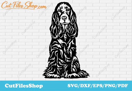 Cocker spaniel svg file for cricut, Dog dxf for laser cutting, Cnc Files for Metal, Png to Svg, engraving metal dxf, svg images download,  ScanNCut free SVG files, Cocker spaniel dxf, Cocker spaniel vector tshirts, png to dxf, Cnc Engraving Vector Images
