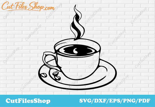 Coffe dxf file, coffe vector images, svg images for cricut, dxf images cnc, Silhouette cameo files, coffe png, coffe svg files