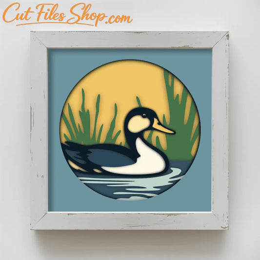 Eider Duck 3D SVG | Multilayer Shadow Box Template, DIY Home Decor