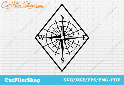 Compass dxf, home decor dxf files, popular svg files, cricut vector images, Dxf for laser cut, compass svg files, compass png file