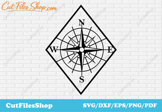 Compass dxf, home decor dxf files, popular svg files, cricut vector images, Dxf for laser cut, compass svg files, compass png file