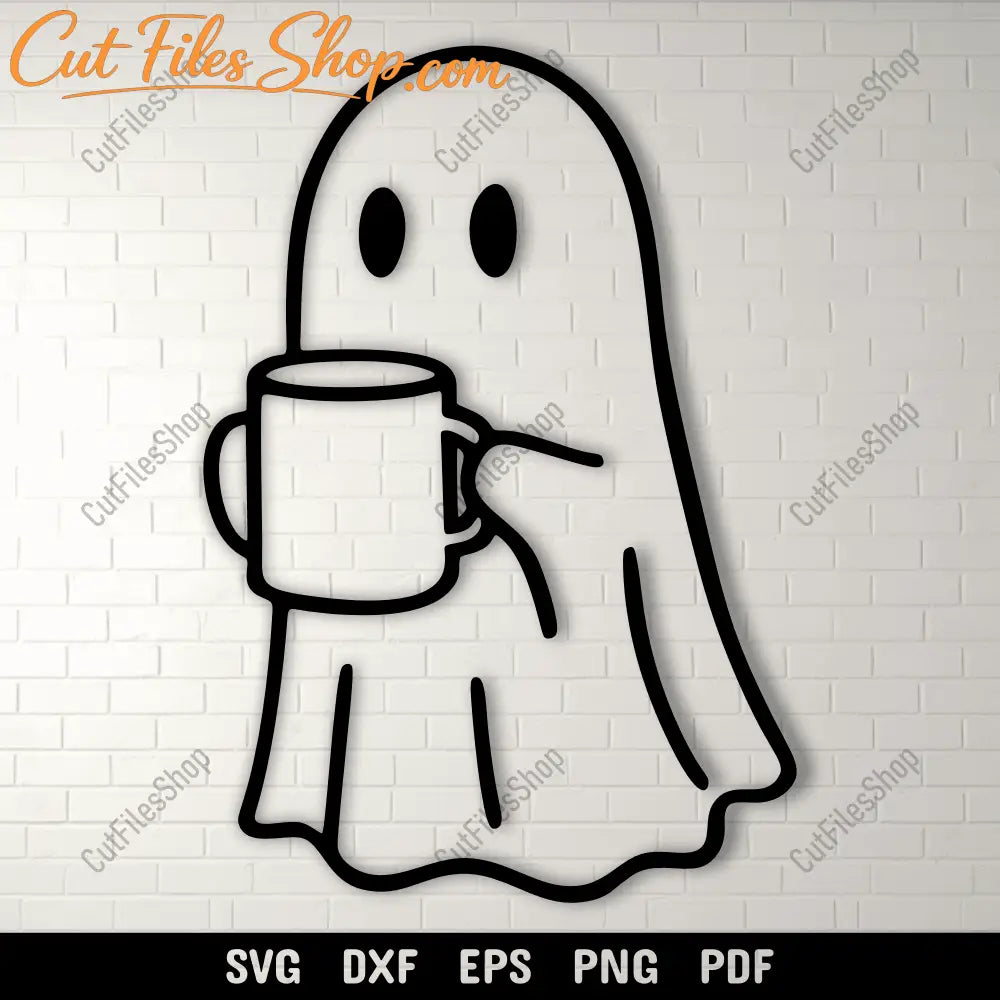Cozy ghost with coffee SVG cutting file for Cricut and Silhouette