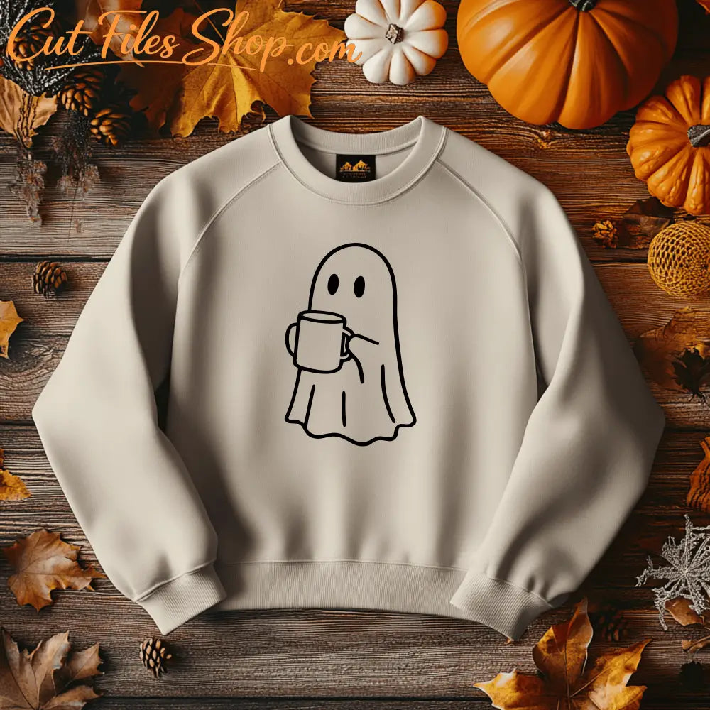 Ghost coffee vector EPS for autumn and Halloween crafts