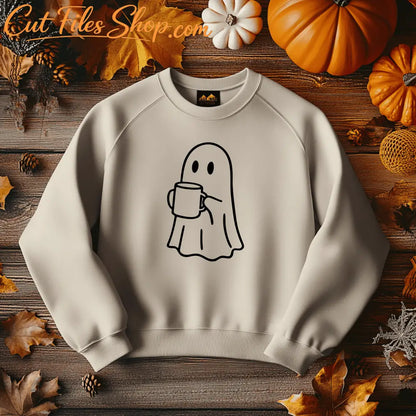 Ghost coffee vector EPS for autumn and Halloween crafts