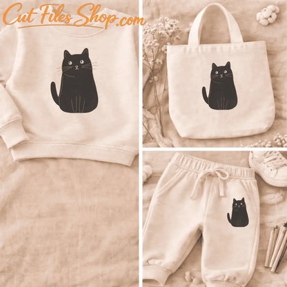 Minimalist kitty embroidery pattern for clothing