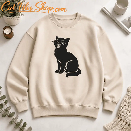 Funny cat silhouette DXF cutting file