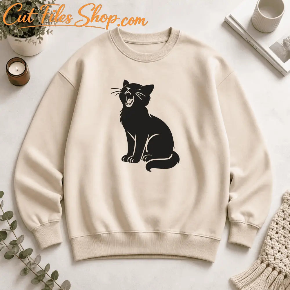 Funny cat silhouette DXF cutting file