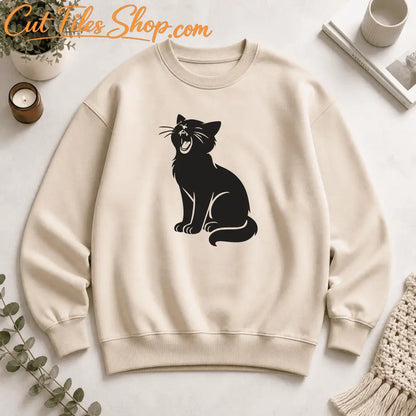 Funny cat silhouette DXF cutting file