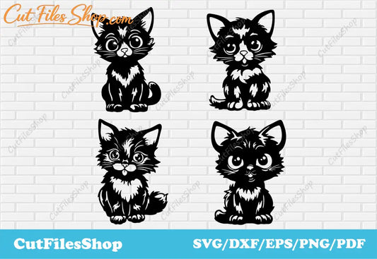 Cute cats svg, fantasy svg, cats svg for cricut joy, cats for silhouette studio, cats for t shirt design, cats for web design, cats cut files, cutting files, cats dxf for laser cut, cats stickers svg, cute cats metal decor dxf