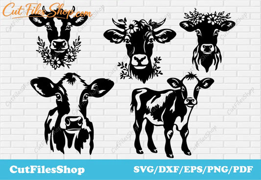 Cute cows svg for Cricut, cows png for sublimation, Silhouette cows, Svg for shirts, Cows dxf for laser, sopper svg design, web design, digital cut files, png transparent, svg for embroidery, pretty svg, flowers svg dxf, svg shirts cows