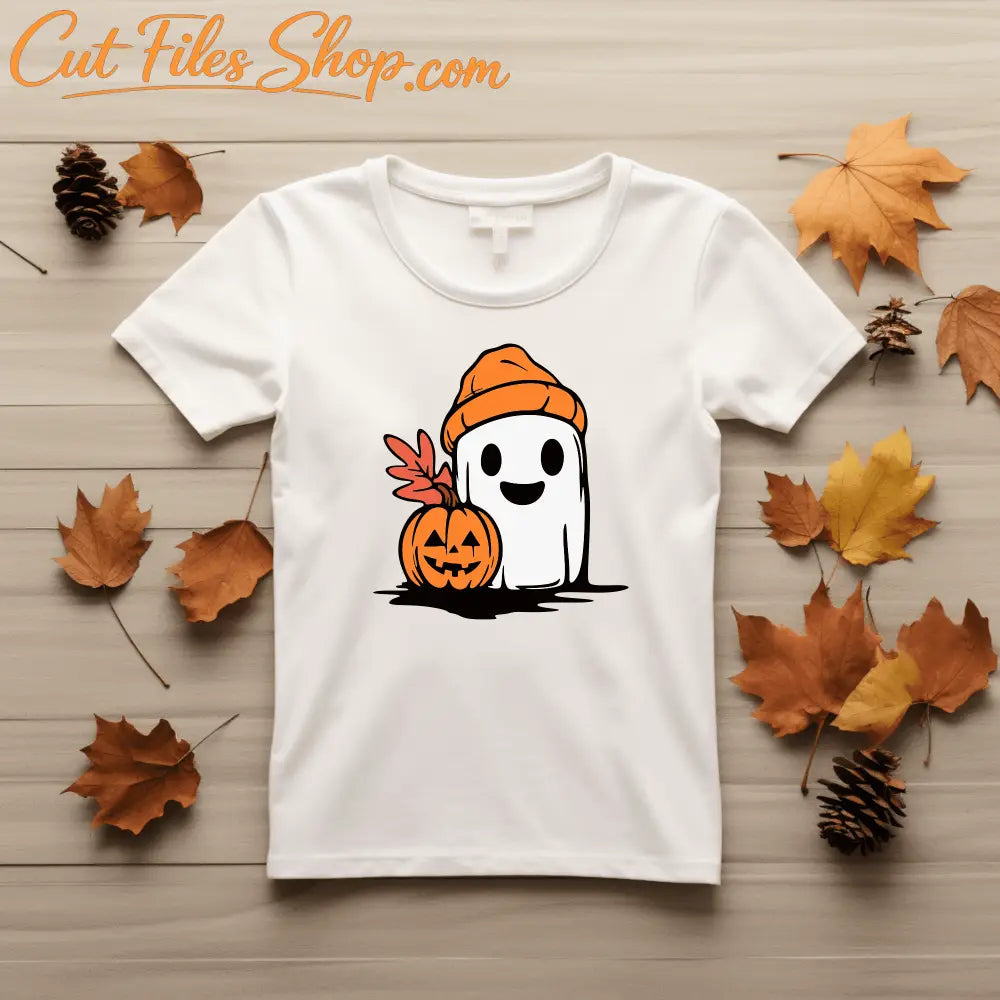 Cute Ghost Svg With Hat, Halloween Sublimation Design, Cricut Cut Files, DIY Ghost Craft Supply