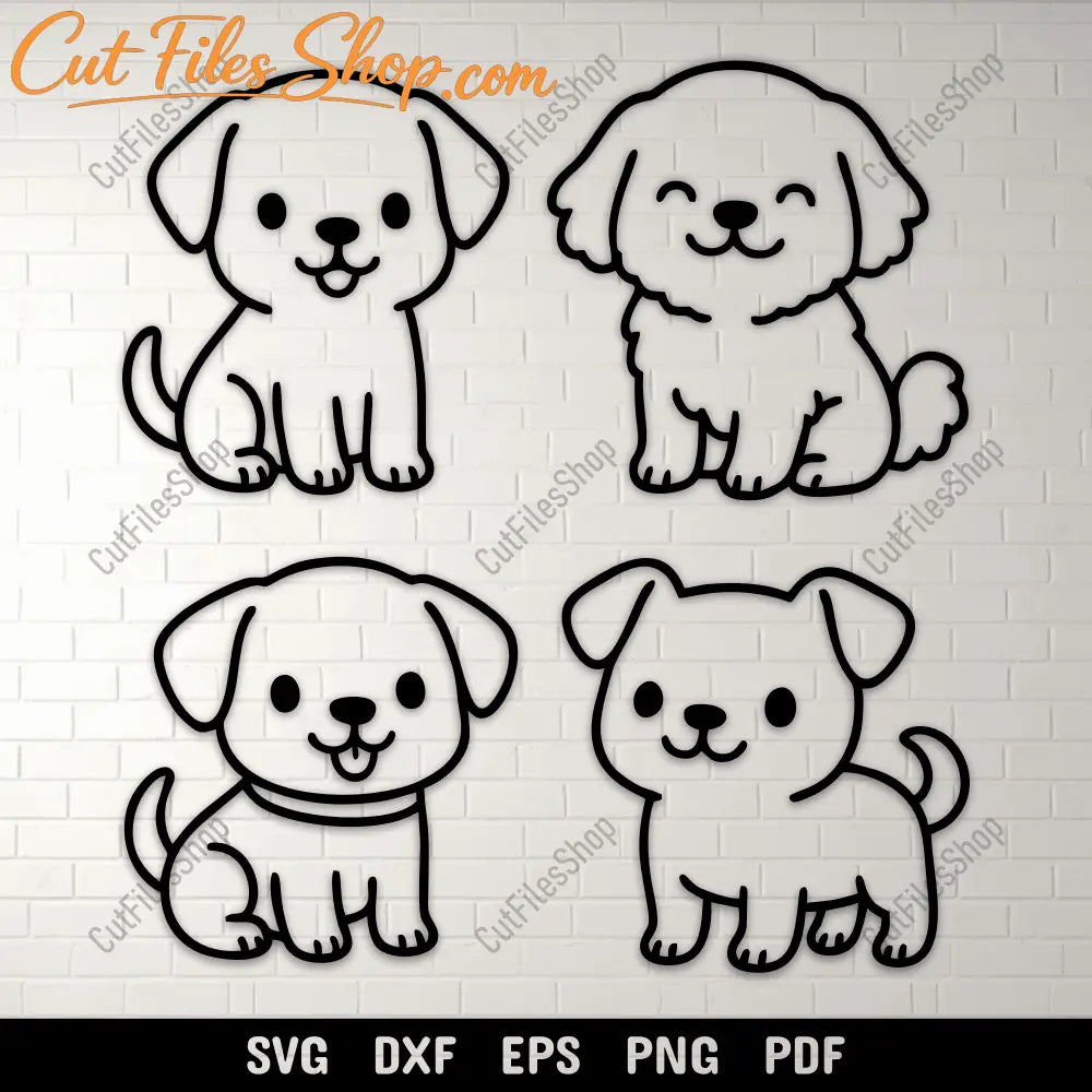 cute puppy svg set dog line art