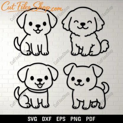 cute puppy svg set dog line art