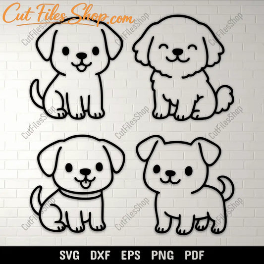 cute puppy svg set dog line art