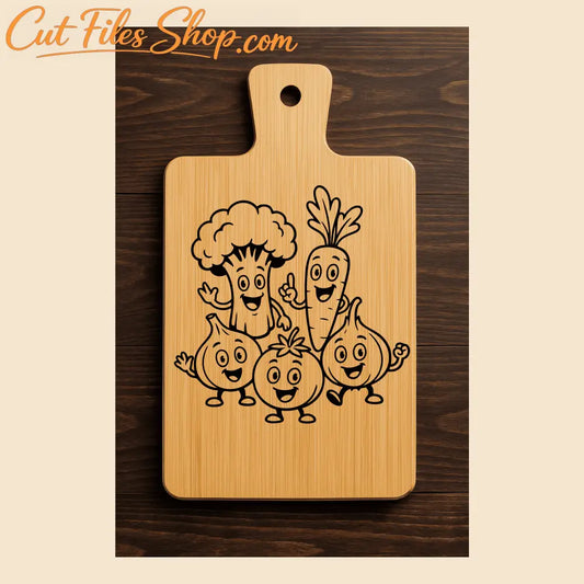 Funny vegetable design for kitchen engraving