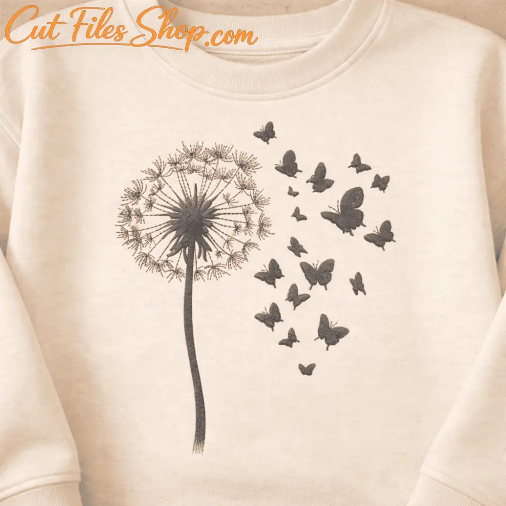 Dandelion embroidery design for Sweatshirt