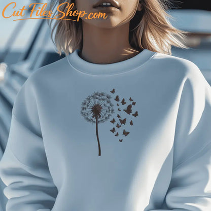Machine embroidery dandelion pattern with solid fill stitching