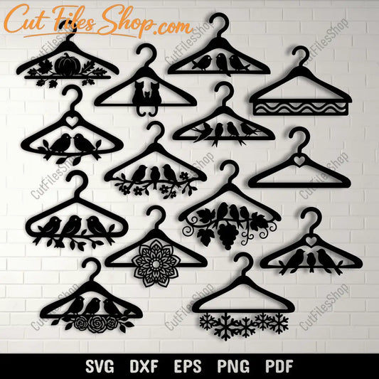 Decorative hanger SVG bundle with birds and floral designs