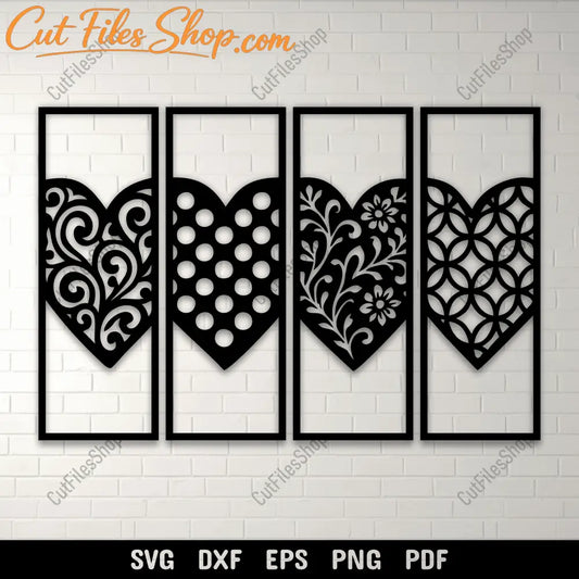 Heart Panel SVG DXF EPS PNG for laser cutting, CNC and plasma
