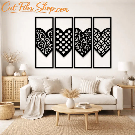 Decorative heart panel SVG DXF for Cricut, Silhouette and xTool