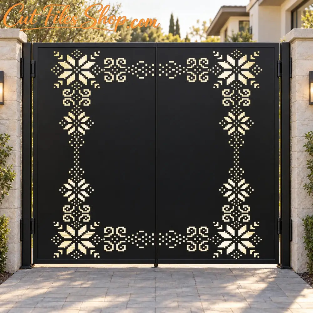 Decorative floral and folk pattern panel bundle for laser-cut architectural projects.