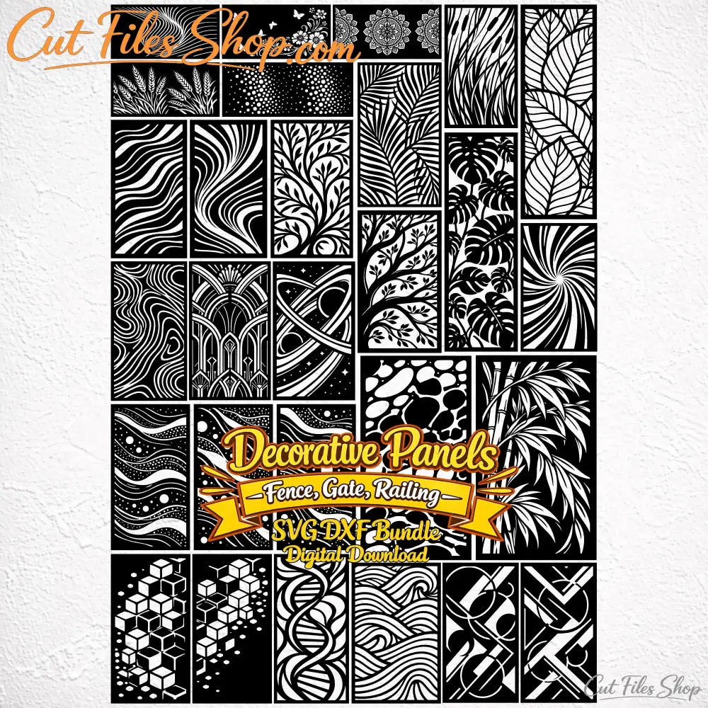 Decorative Panel SVG DXF Collection for CNC Plasma Laser Cutting Fence Gate Railing Privacy Screen Designs Digital Download