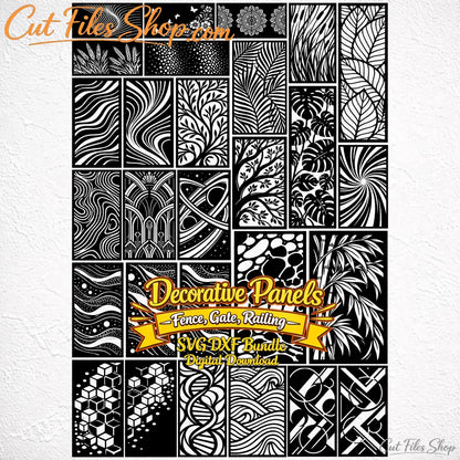 Decorative Panel SVG DXF Collection for CNC Plasma Laser Cutting Fence Gate Railing Privacy Screen Designs Digital Download