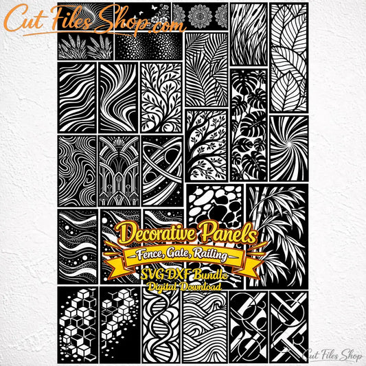 Decorative Panel SVG DXF Collection for CNC Plasma Laser Cutting Fence Gate Railing Privacy Screen Designs Digital Download