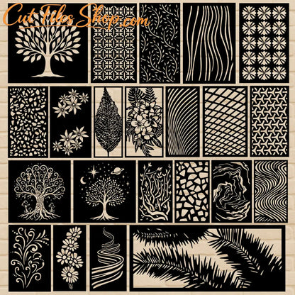 CNC decorative wall panels SVG PDF for laser cut screens and room dividers