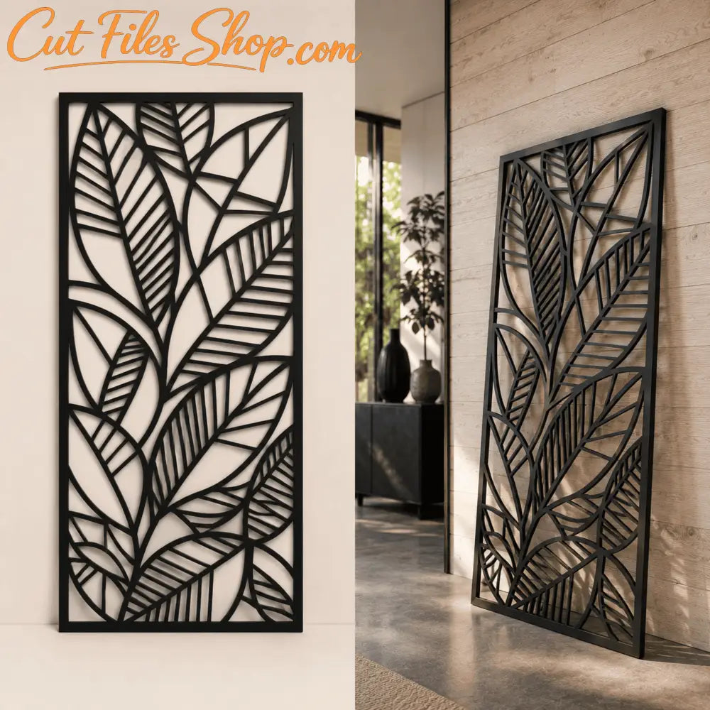 Tropical leaf panel DXF design for CNC router projects