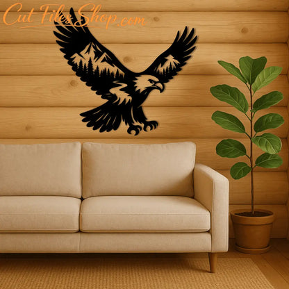 Eagle silhouette SVG DXF for CNC laser cutting
