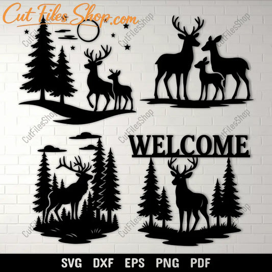 Deer forest SVG DXF EPS PNG for Cricut, laser cutting, CNC